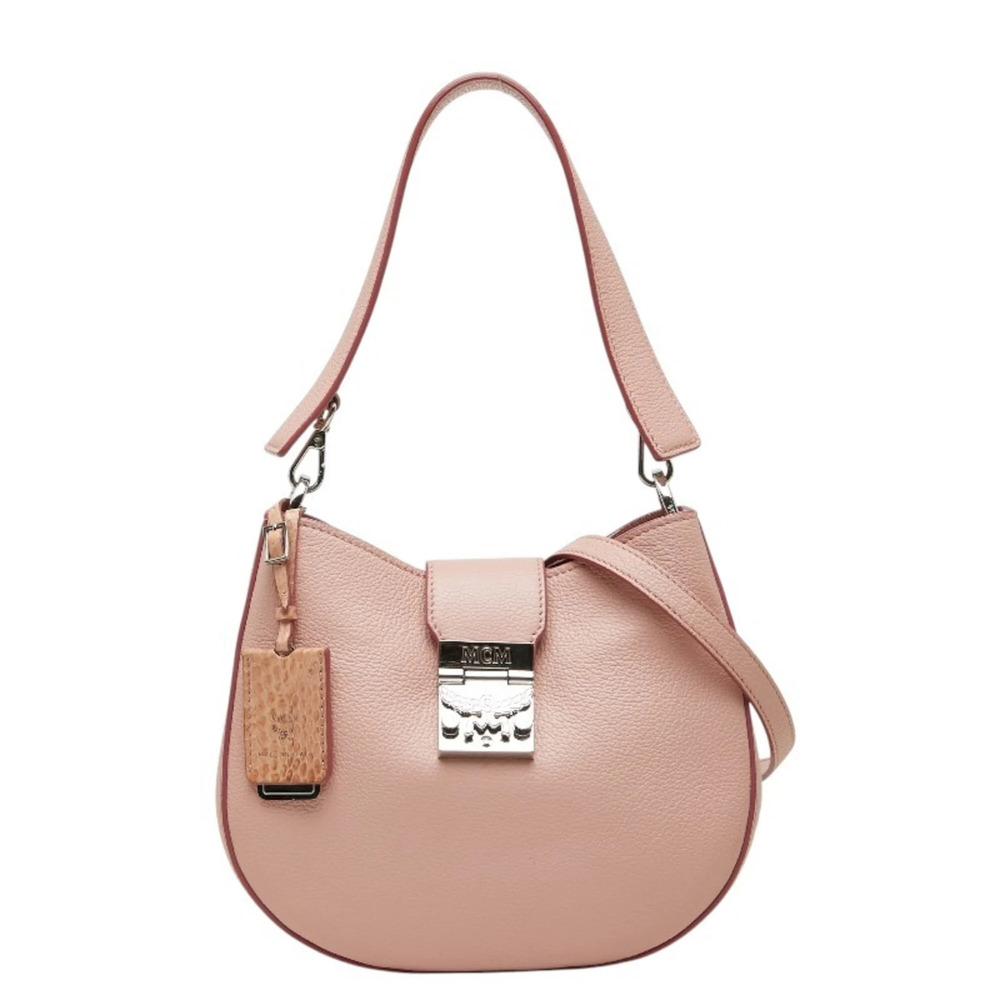 MCM Patricia Hobo Handbag Shoulder Bag 2-Way Pink Leather Women's